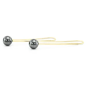 Minimalist drop earrings with hematite NUGATA Thumbnail