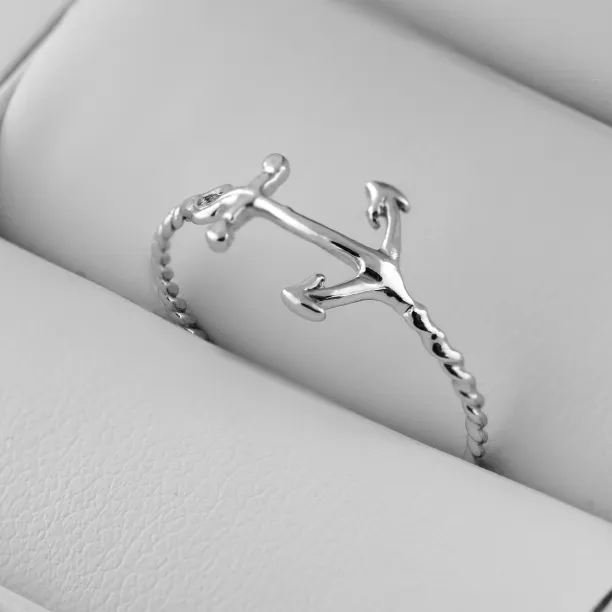 Minimalist sterling silver anchor ring COMFO Image