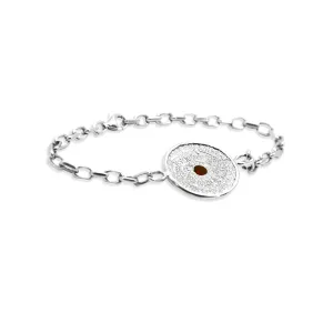 Unique Mayan Calendar Sterling Silver Bracelet with Bohemian granet Thumbnail