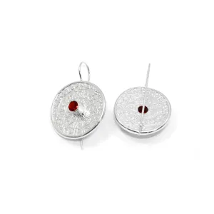 Unique Mayan Calendar Sterling Silver Earrings With Bohemian Garnet Thumbnail