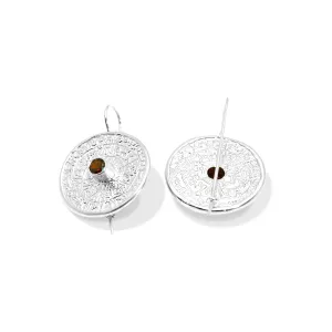 Unique Mayan Calendar Sterling Silver Earrings With Bohemian Garnet Thumbnail