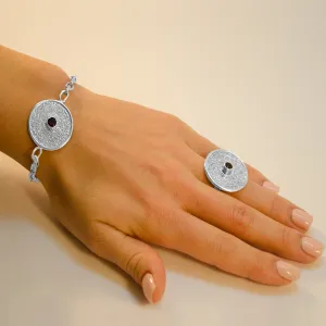 Unique Mayan Calendar Ring With Bohemian Garnet or zirkons OTRA Thumbnail