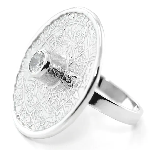 Unique Mayan Calendar Ring With Bohemian Garnet or zirkons OTRA Image