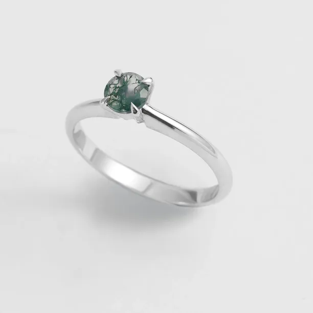 Moss agate engagement ring EZRA Image
