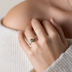 Green sapphire and diamond engagement ring SERENYA Thumbnail