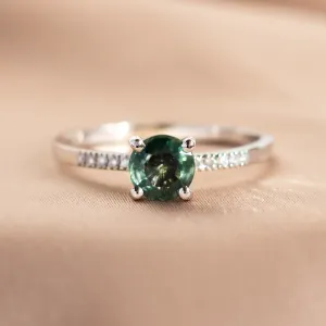 Green sapphire and diamond engagement ring SERENYA Thumbnail