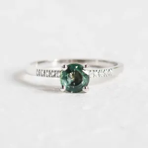 Green sapphire and diamond engagement ring SERENYA Thumbnail