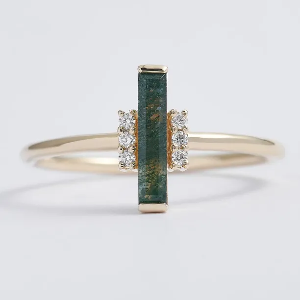 Moss agate and diamond ring JOHANA Image