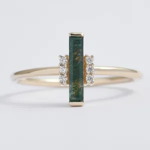 Moss agate and diamond ring JOHANA Thumbnail