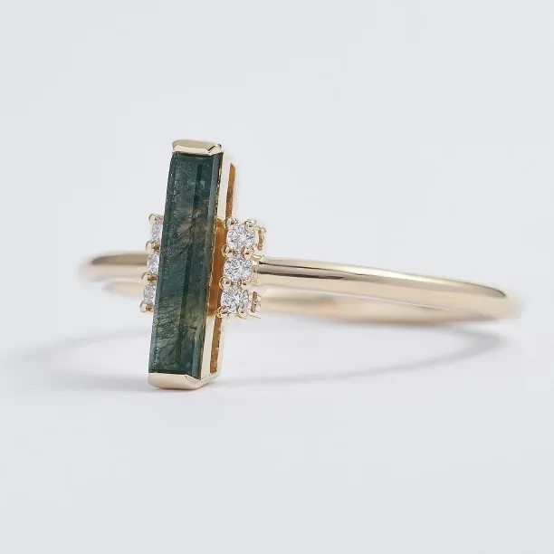 Moss agate and diamond ring JOHANA Image