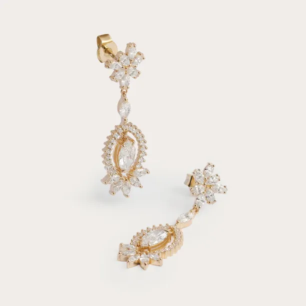 Gold lab grown diamond dangle earrings JOLENE Image