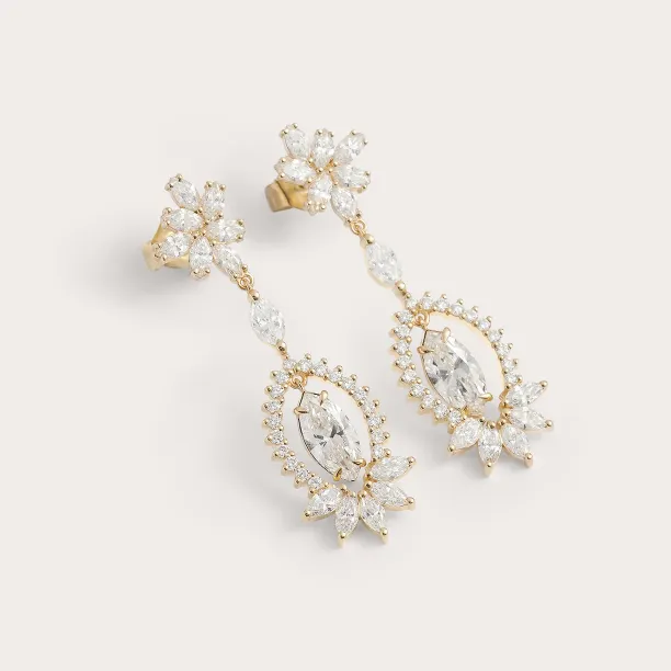 Gold lab grown diamond dangle earrings JOLENE Image