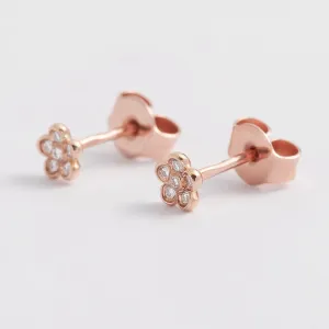 Solid gold diamond flower earrings BLOOM Thumbnail