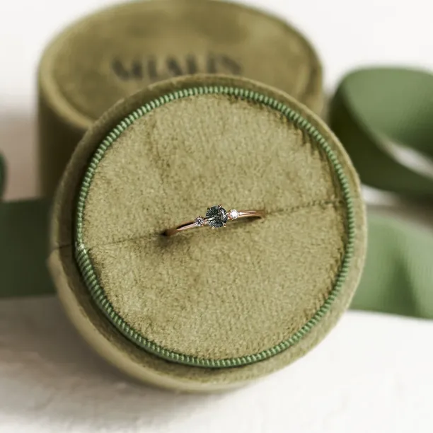 Moss agate and diamond engagement ring BROOKS Image