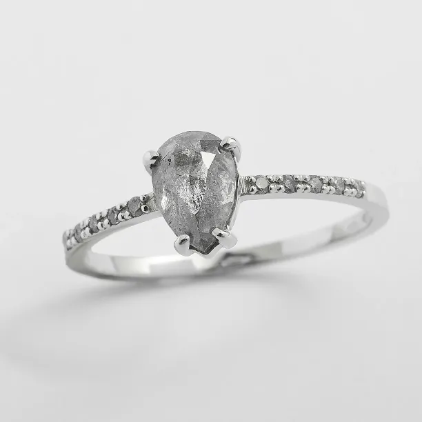 Gold engagement salt'n'pepper diamonds ring JACQUETTE  Image