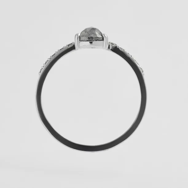 Gold engagement salt'n'pepper diamonds ring JACQUETTE  Image