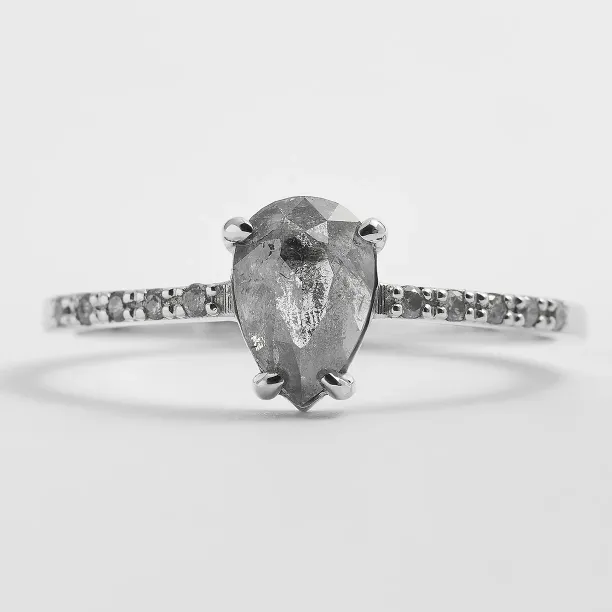 Gold engagement salt'n'pepper diamonds ring JACQUETTE  Image