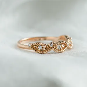 Twisted vintage gold ring with diamonds BRAID Thumbnail