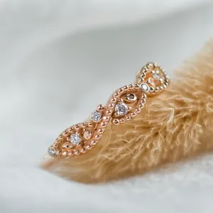Twisted vintage gold ring with diamonds BRAID Thumbnail