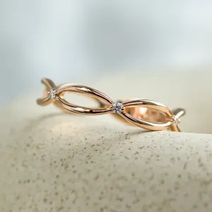 Gold diamond twisted ring ROMANCE Thumbnail