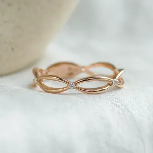 Gold diamond twisted ring ROMANCE Thumbnail