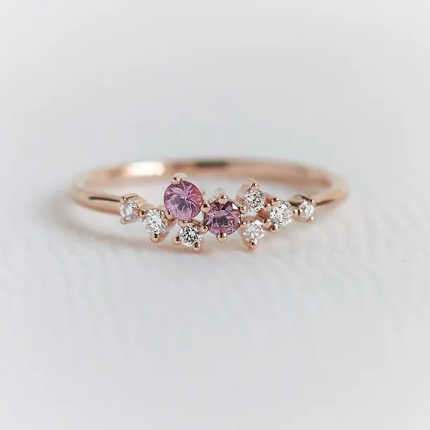 Pink sapphire and lab-grown diamond engagement ring CLARETTE Image