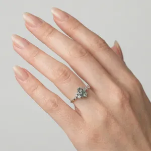 Cluster ring with moss agate and diamonds FANTASY