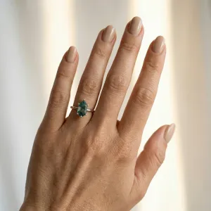 Gold ring with hexagon moss agate KLERA Thumbnail