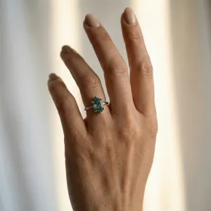 Gold ring with hexagon moss agate KLERA Thumbnail
