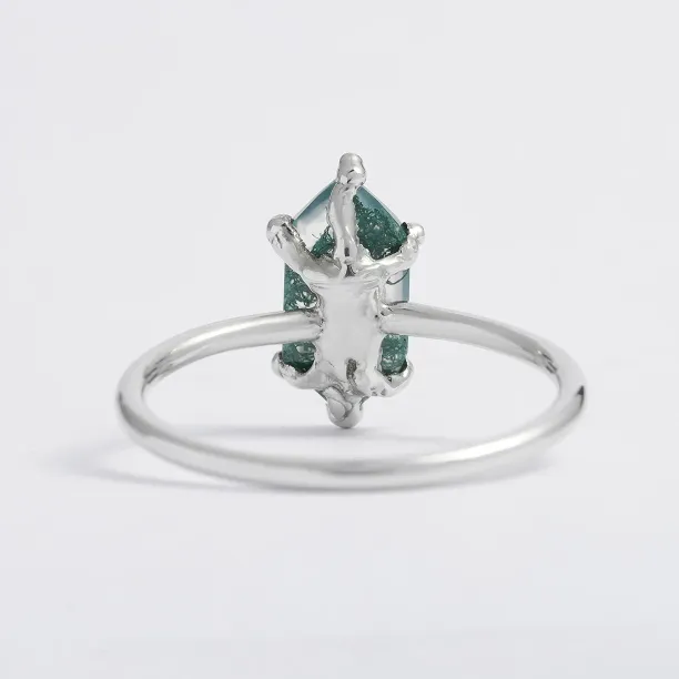 Gold ring with hexagon moss agate KLERA Image