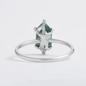 Gold ring with hexagon moss agate KLERA Thumbnail