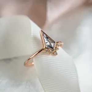 Kite salt and pepper diamond ring in cluster style AINI Thumbnail