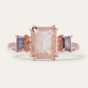 Vintage ring with rutilated quartz and salt and pepper diamonds FRANCI