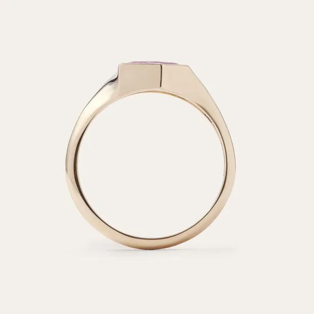 Gold atypical ring with asymmetric pink sapphire EDITH Image
