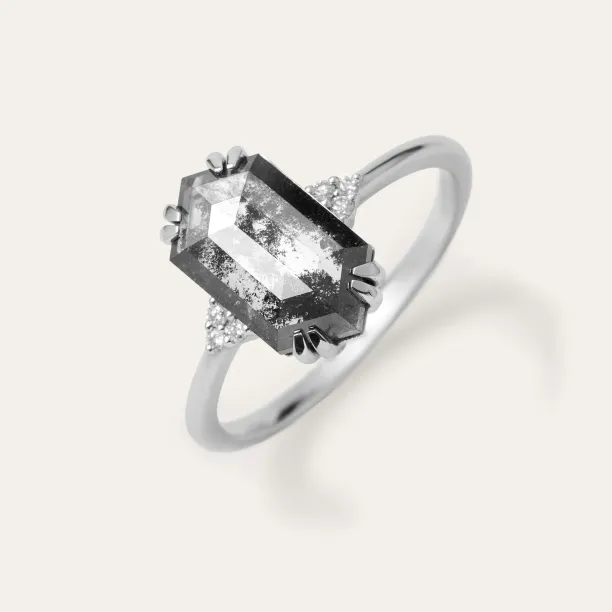 Lab-grown salt and pepper diamond ring PAULI Image