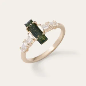 Geometric engagement ring with moss agate APOLLINE Thumbnail