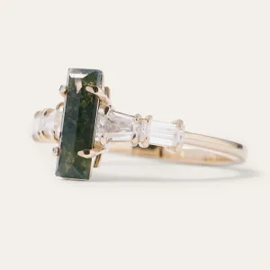 Geometric engagement ring with moss agate APOLLINE Thumbnail