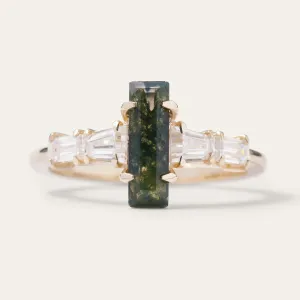 Geometric engagement ring with moss agate APOLLINE Thumbnail
