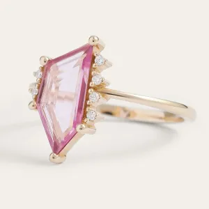 Gold ring with pink sapphire in asymmetric shape ROSALIE Thumbnail