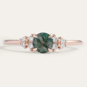 Gold moss agate ring with diamonds EDDIE Thumbnail