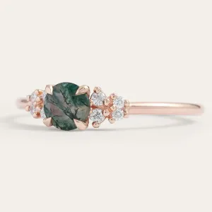 Gold moss agate ring with diamonds EDDIE Thumbnail