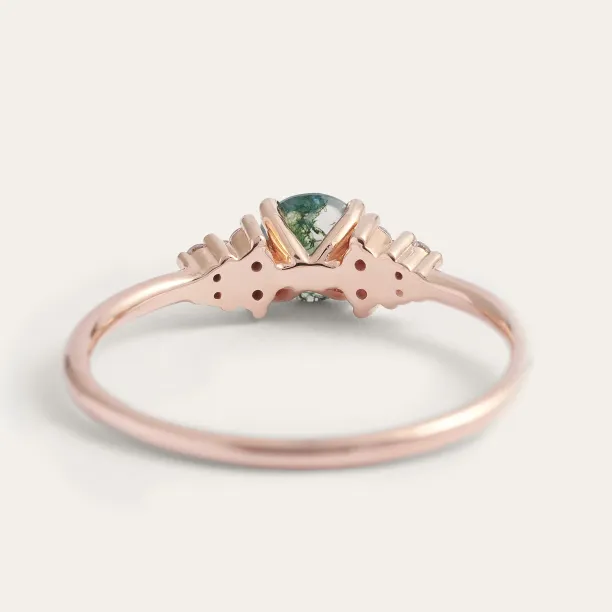 Gold moss agate ring with diamonds EDDIE Image