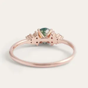 Gold moss agate ring with diamonds EDDIE Thumbnail