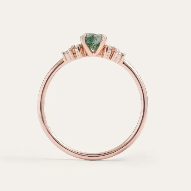 Gold moss agate ring with diamonds EDDIE Image