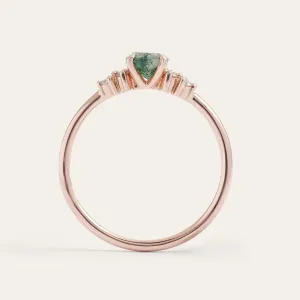 Gold moss agate ring with diamonds EDDIE Thumbnail