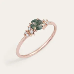 Gold moss agate ring with diamonds EDDIE Thumbnail