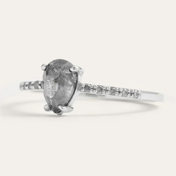 Gold engagement salt'n'pepper diamonds ring JACQUETTE  Image