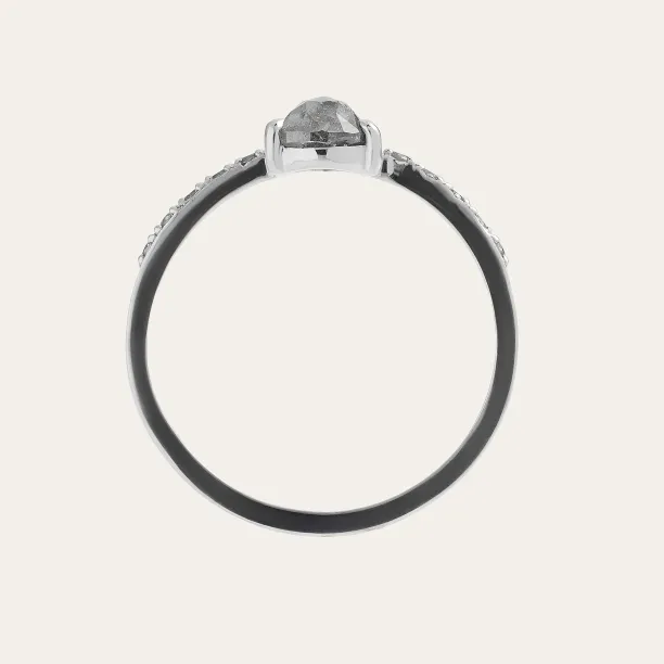 Gold engagement salt'n'pepper diamonds ring JACQUETTE  Image