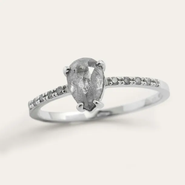 Gold engagement salt'n'pepper diamonds ring JACQUETTE  Image