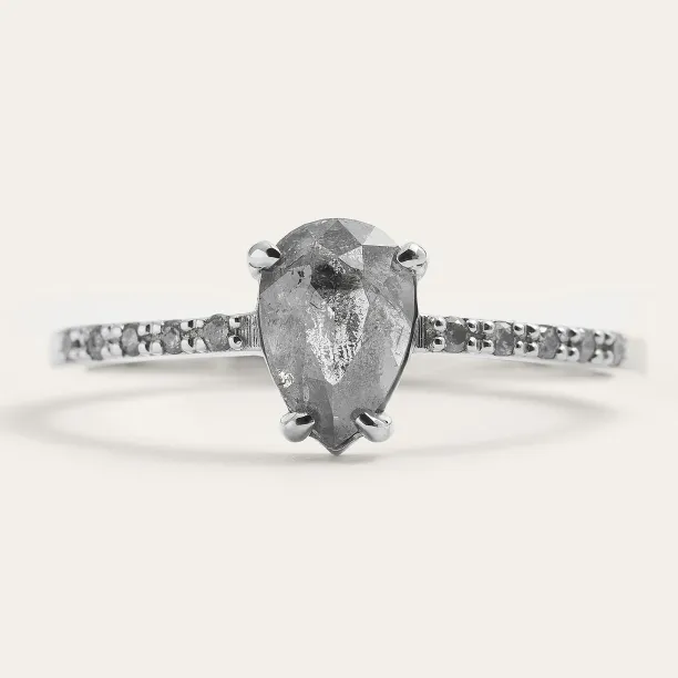 Gold engagement salt'n'pepper diamonds ring JACQUETTE  Image